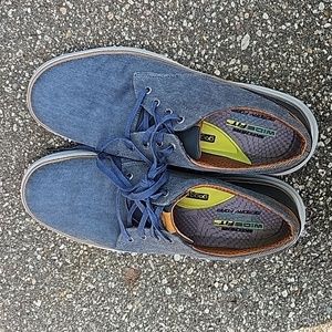 Skechers Moreno Ederson Casual Shoes, Navy Blue, Men's 14, Canvas Oxford